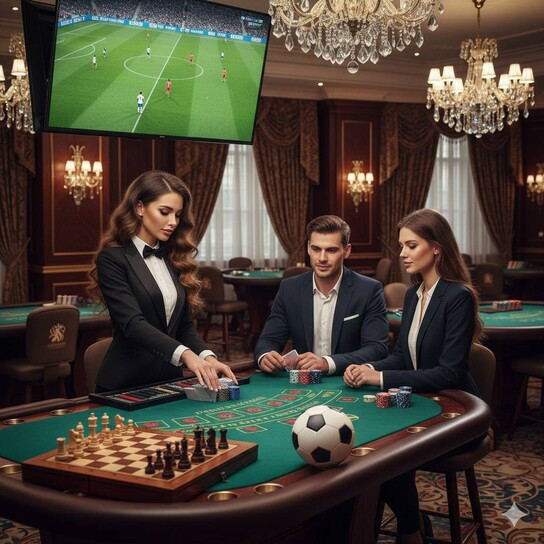 Luxury casino chips and golden coins